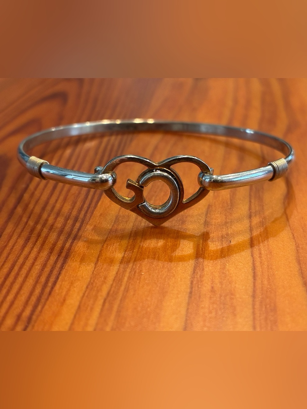Silver Heart Bangle Bracelet - Elegant Women's Jewelry